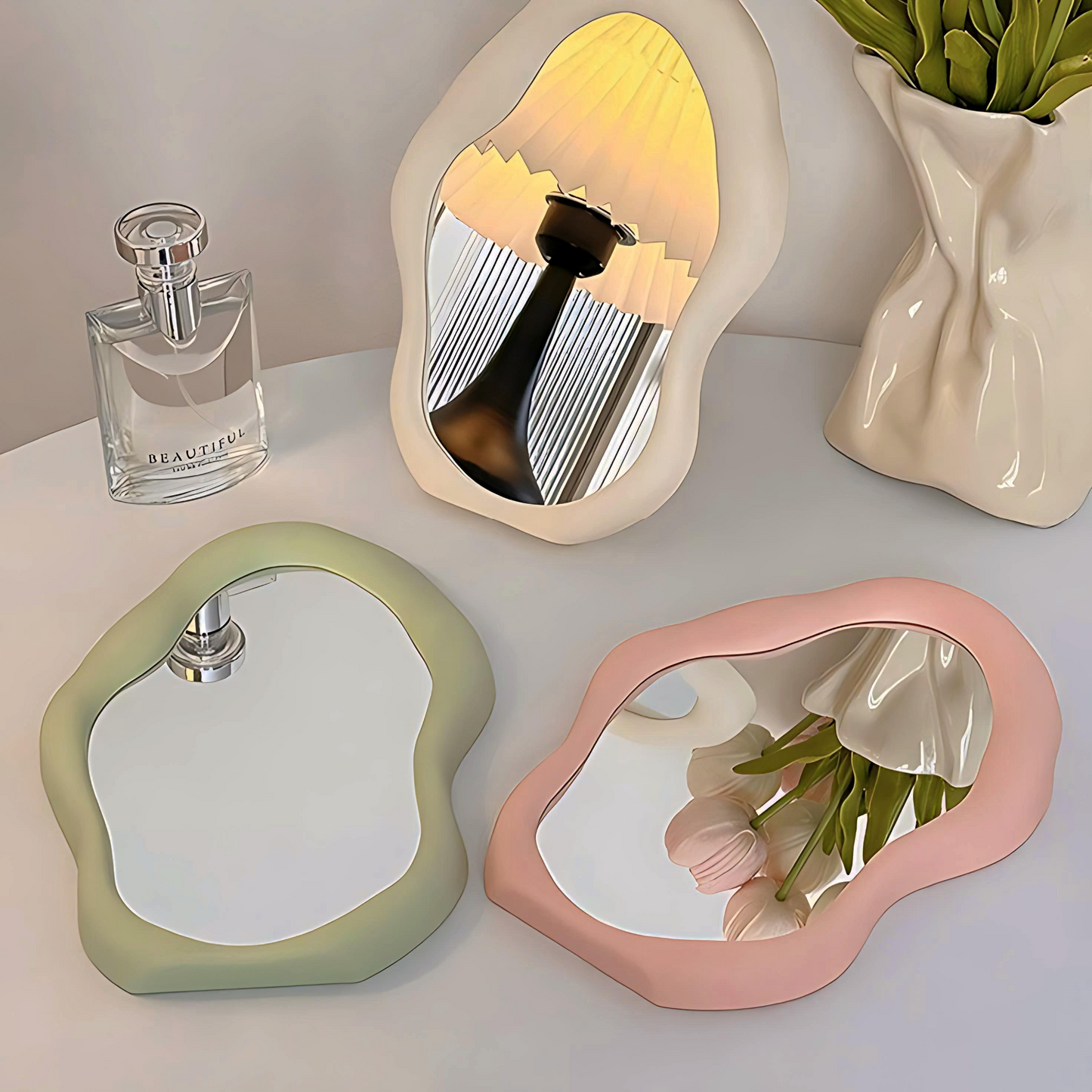 Scalloped Mirror – Aesthetic Small Wavy Mirror for Bedroom & Vanity | Modern Minimal Decor